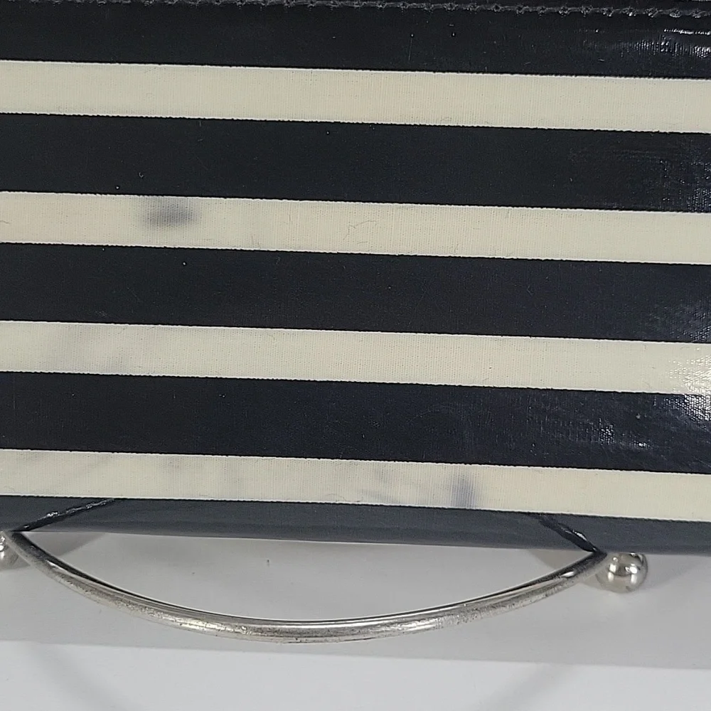 kate spade Black & Off-White Striped Zip Wallet